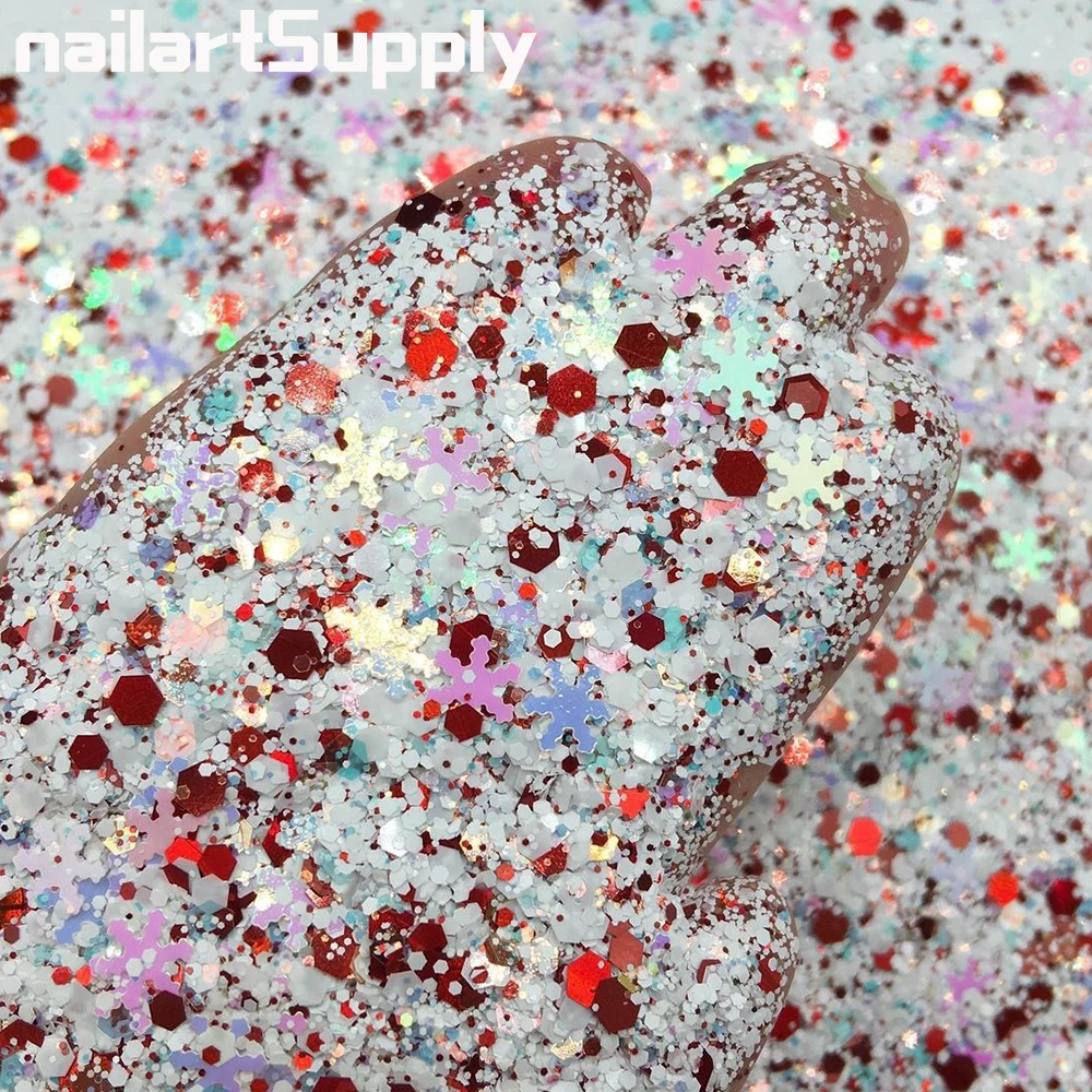 50g/Bag Christmas Nail Sequins Mixed Snowflake White Dot Red Christmas Tree Sequins Glitter DIY Manicure Paillette Accessories*