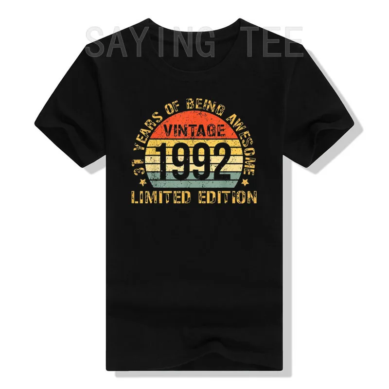 

Turning 31 Years Old Birthday Decorations Women Men 31th BDay 1992 Birthday T-Shirt Retro Tee Tops Customized Products