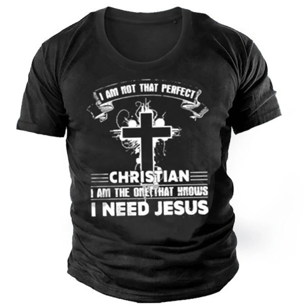 

Vintage Jesus Christ Men's T Shirt 2023 New Printed Crucifix T Shirt for Men Clothing Plus Size Fashion Jesus T-shirt Camiseta