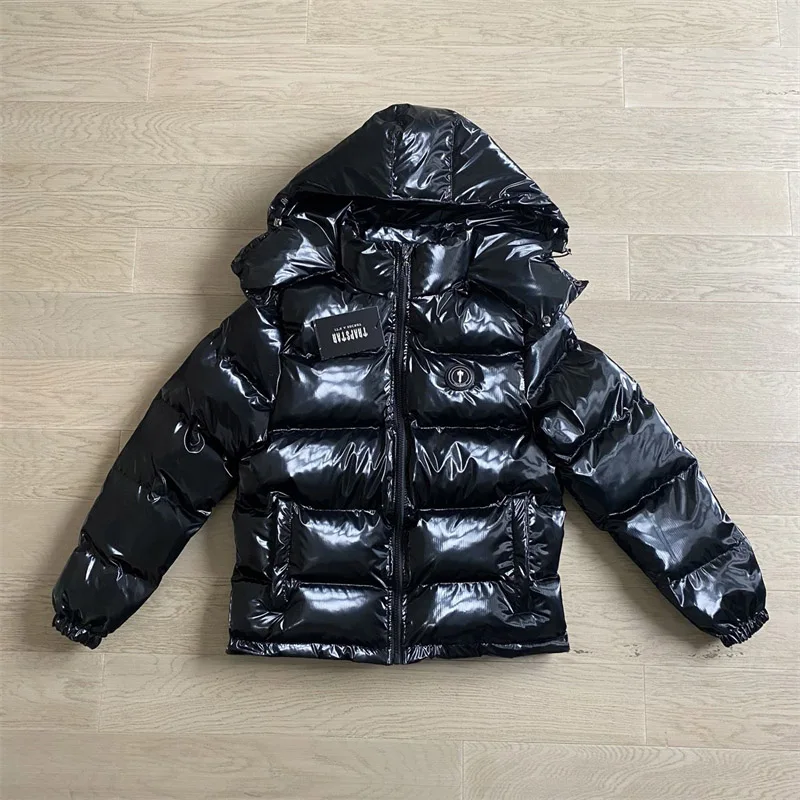 

In Stock London Trapstar Down Jacket Parka Men Luxury Brand Shiny Black Embroidery Logo Jacket Winter Windbreaker Warm Outwear