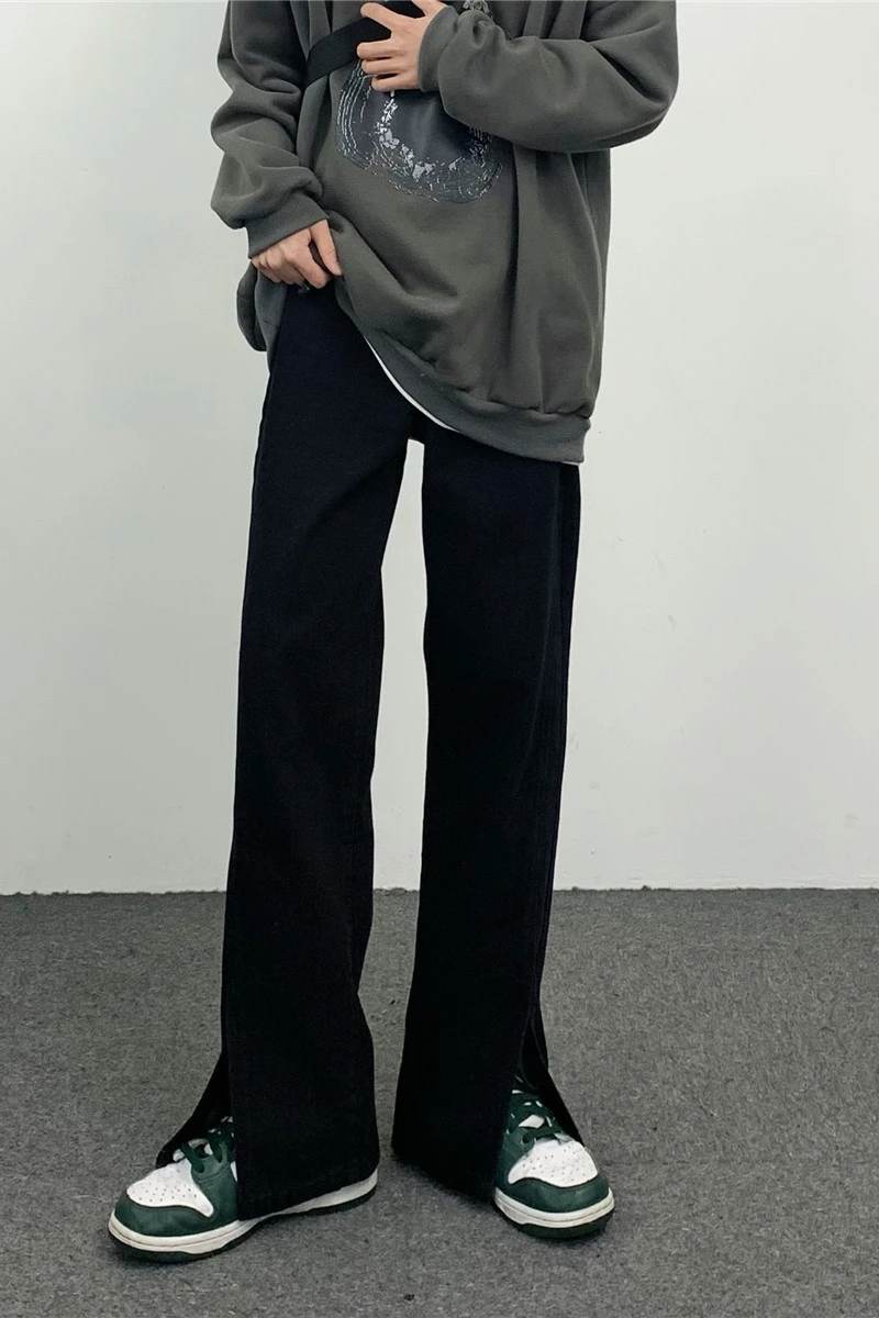 JEAN MAN Hip Hop Street Design Slit Straight Women's Jeans High Street Jeans Men's Loose Jeans Street Pants Y2k Pants Casual