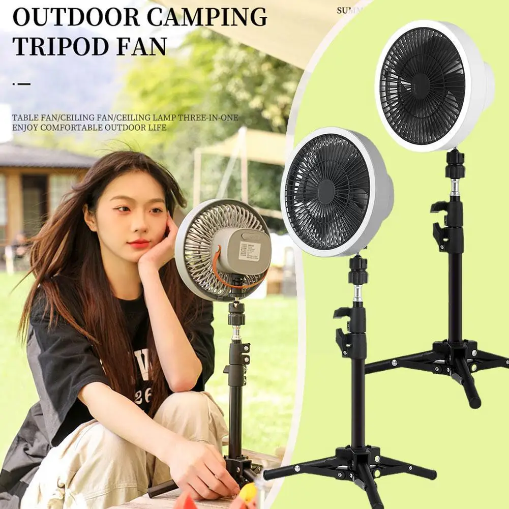

Portable Upgrade 10000mAh Camping Fan With Retractable Ceiling Fan Floor Bank With Electric Lighting USB Fan LED Tripod Pow H7E1