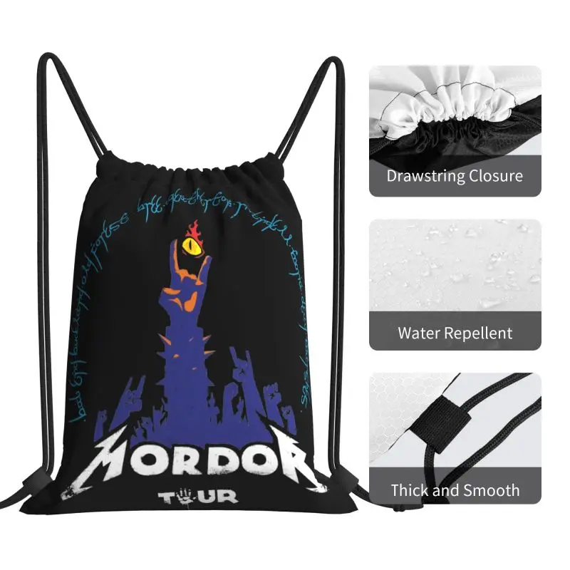 Rock To Mordor Tour Lotr As Album Cover Drawstring Bags Gym Bag Newest Shoe Tote Outdoor Running