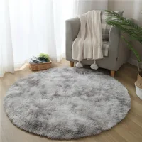 LUOLAL Nordic Modern Gradient Round Tie-dye Small Rug Hanging Basket Chair Cushion Home Living Room Solid Color Carpet Floor Mat