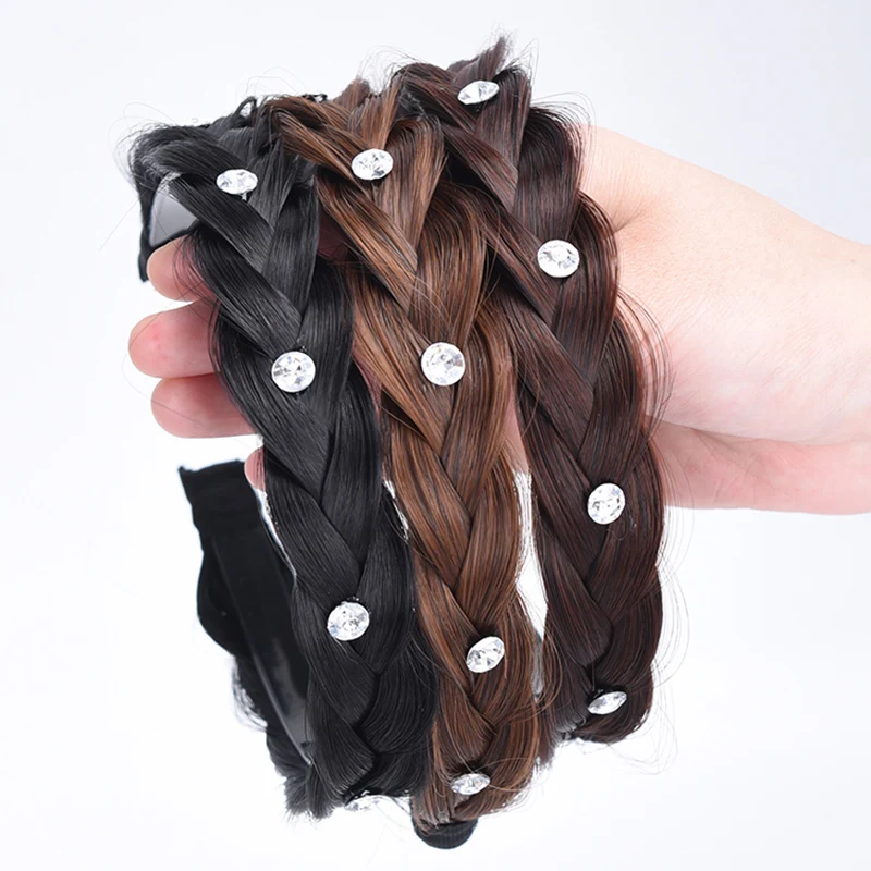 Новинка Женский винтажный парик MANWEI косички-рыбки повязки на голову черные