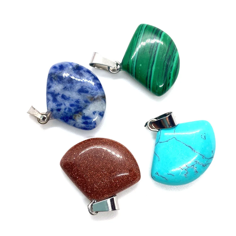 Кулон из натурального камня в форме веера для ожерелья 20x22 мм