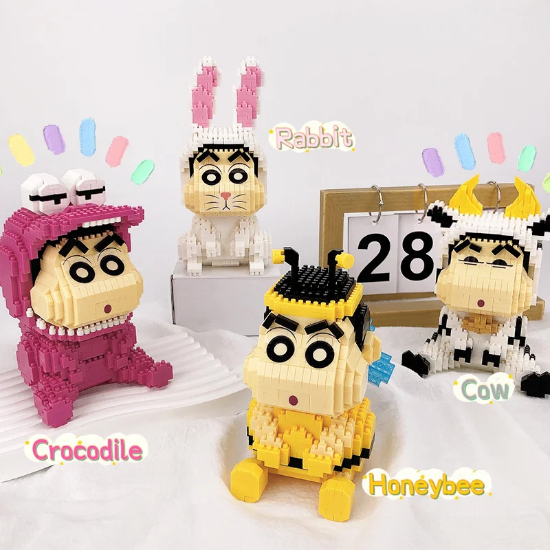 

Kawaii Crayon Shin-Chan аниме хобби строительные блоки трудно для взрослых собрать мелкие частицы украшения подарок на день рождения