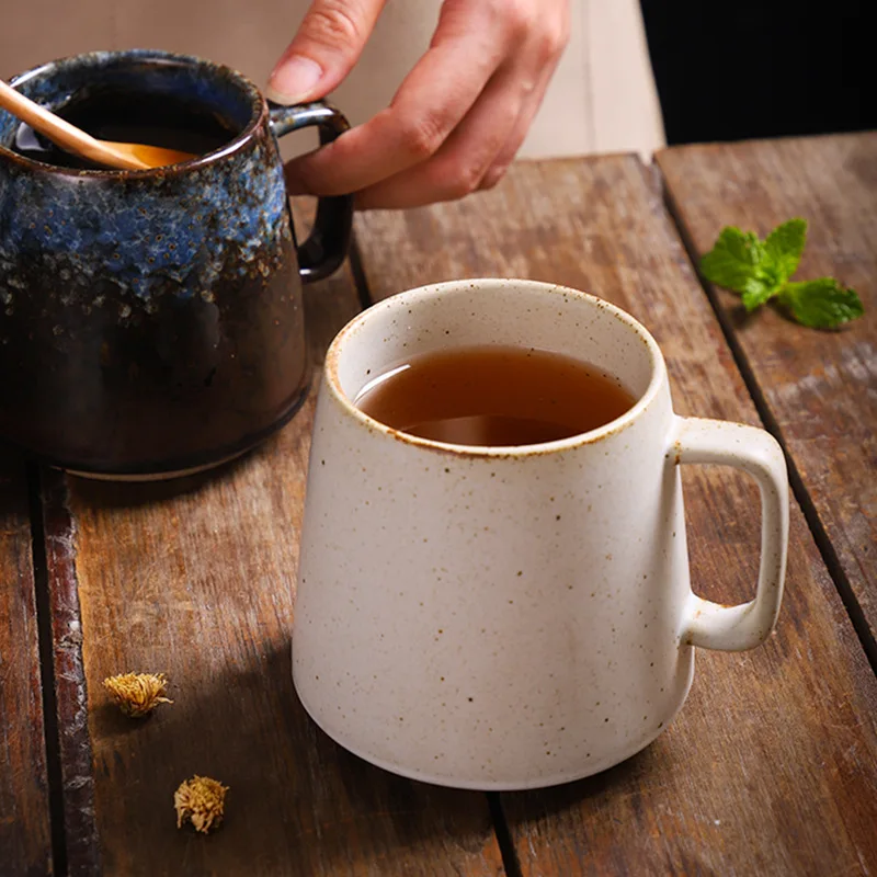 

350ml Vintage Coffee Mug Unique Japanese Retro Style Ceramic Cups,Kiln Change Clay Breakfast Cup Creative mug Gift for Friends