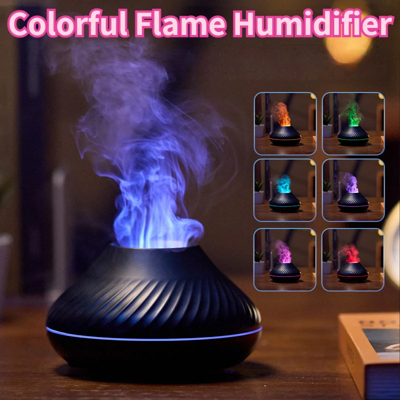 

Flame Aroma Humidifier Colorful Diffuser Portable Air Humidifier with Essence Home Fragrance Essential Living Room Decoration