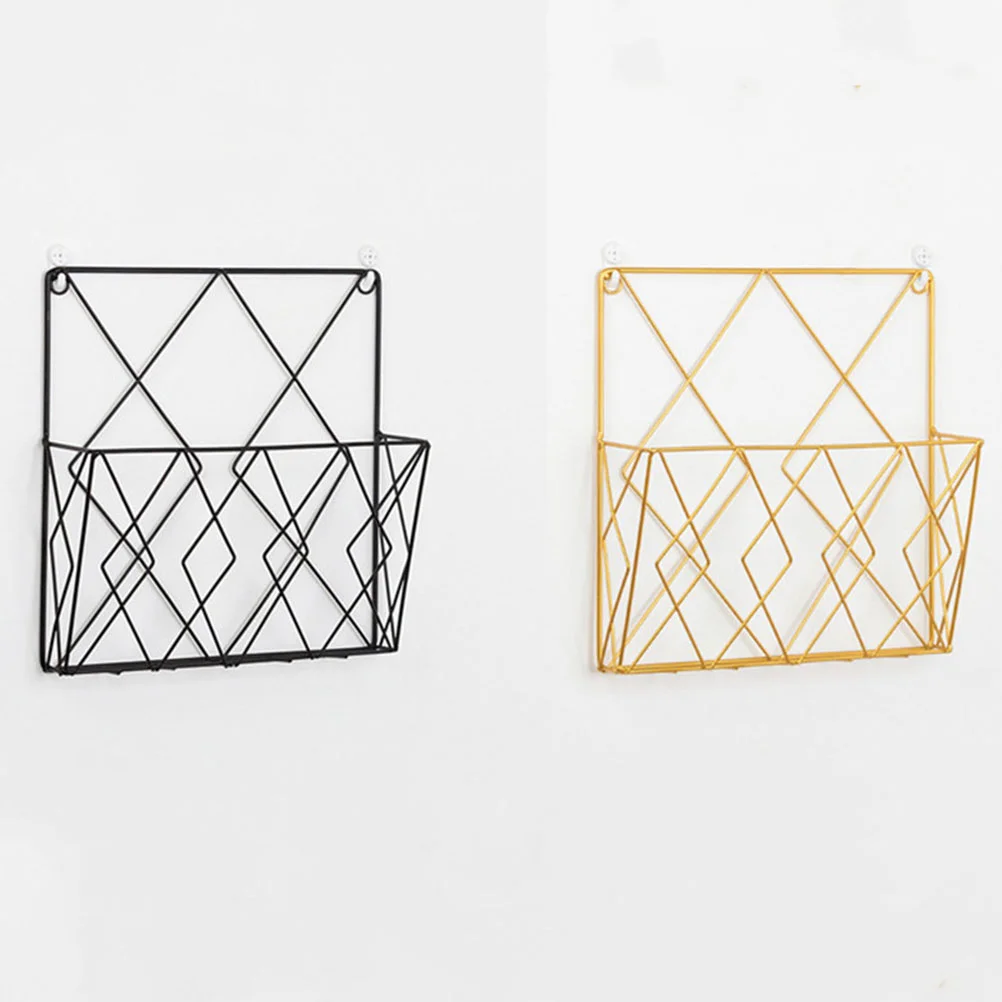 

Wall Holder Magazine Rack Organizer Wire File Hanging Book Storage Basket Metal Mount Mounted Sorter Books Baskets Mail