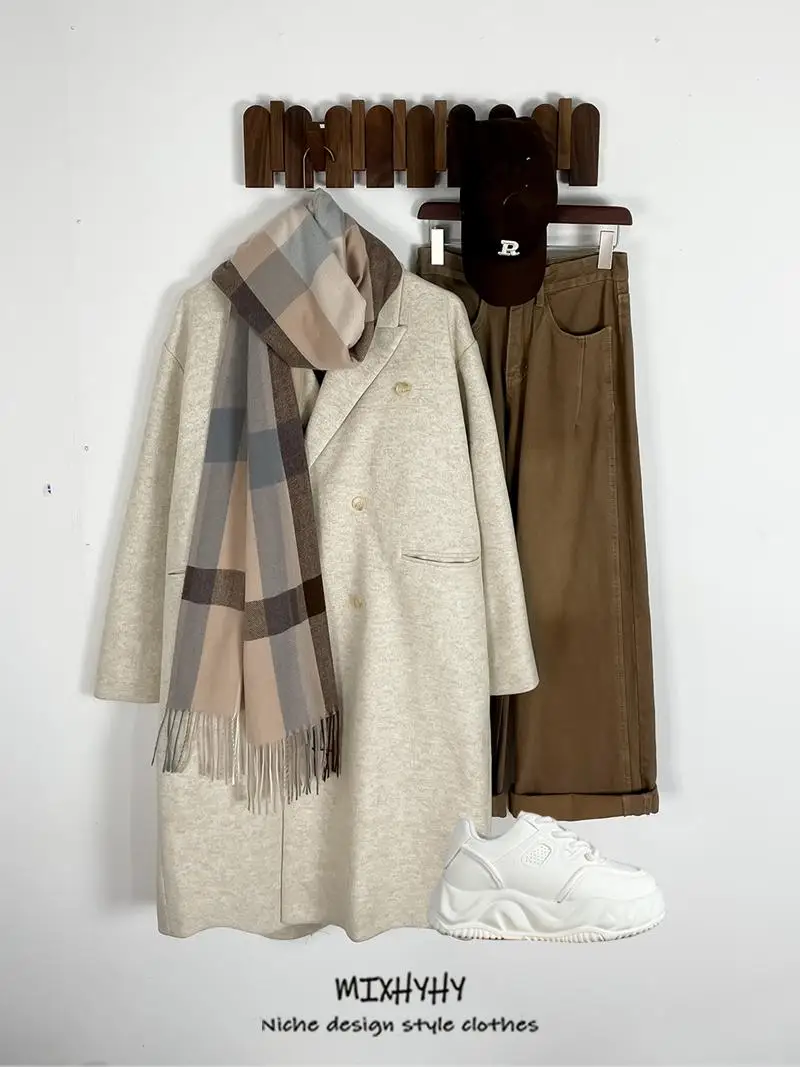 Mixhy зимнее утолщенное теплое стеганое шерстяное пальто средней длины мужская