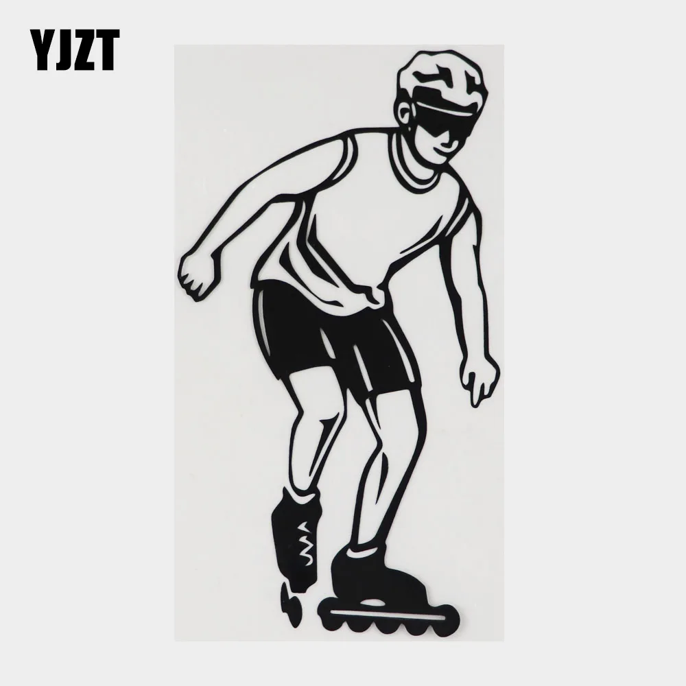 YJZT 9,1 см × 16,5 см Веселая спортивная наклейка на ролике фигуристки Автомобильная Наклейка виниловая черная/Серебристая 8A-1244