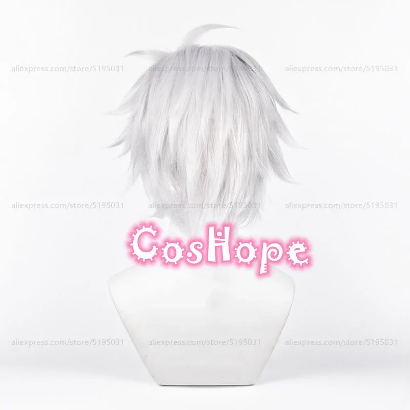Satoru Gojo Косплей Парик 32 см Короткий Пушистый Серебристо-Белый Аниме Парики
