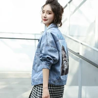 2022 spring and autumn new korean version of the hong kong style denim jacket womens loose student harajuku top short jacket