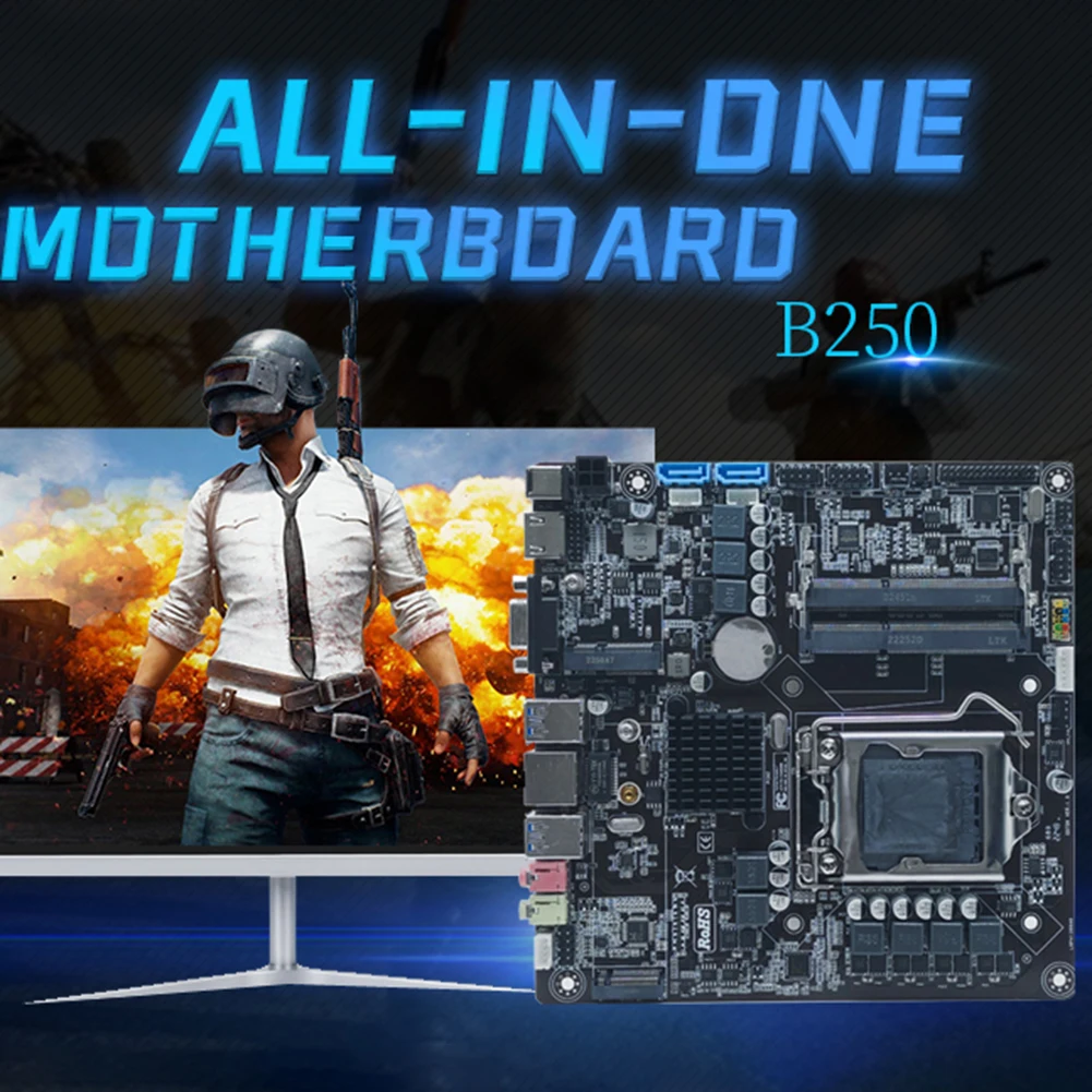 

LGA1151 игровая материнская плата B250 Mini ITX материнская плата 1000 Мбит/с LAN VGA/HDMI-совместимый/порты RJ45 двухканальный DDR3 1600 МГц 16 Гб