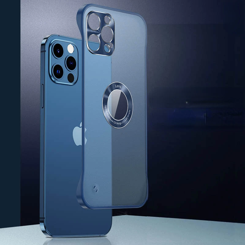 

frosted shockproof metal cd pattern borderless transparent frosted shell for iPhone 12 11 Pro Max Mini XR Xs 7 8 Plus