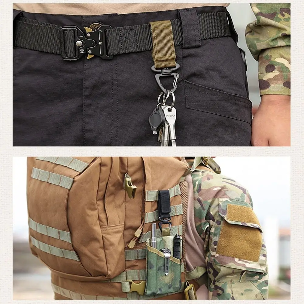 Outdoor Camping Hiking Molle Tactical Gear Nylon Ribbon Knapsack Keychain Triangle Backpack Waist Bag Fastener Hook Buckle