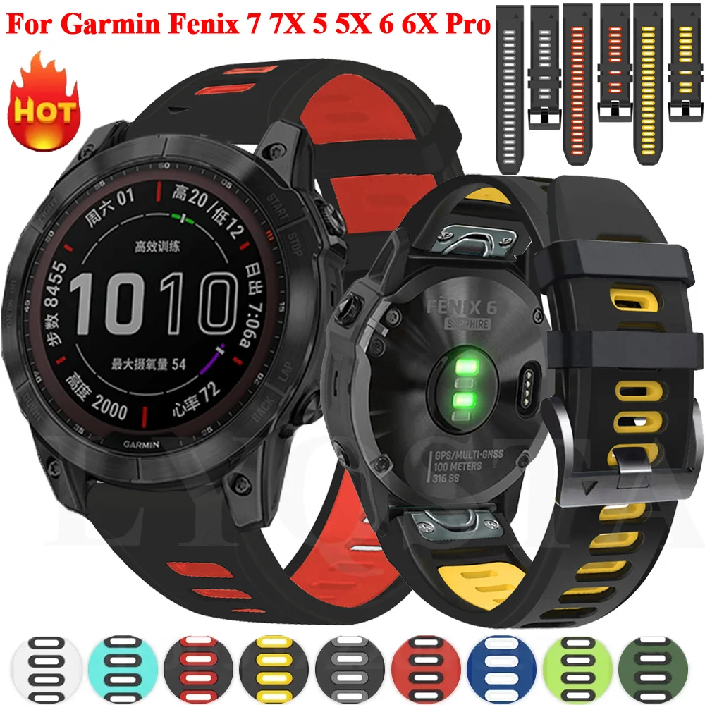 

Ремешок силиконовый для Garmin Fenix 7X 7, быстросъемный браслет для наручных часов Fenix 6X 6XPro 6 5X 5Plus 3HR Enduro, 26 22 мм