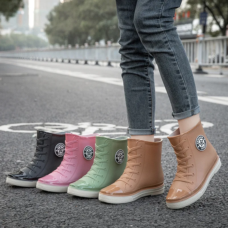 Women Rain Boots Girls Winter New Fashion Warm Water Boots Female Autumn Non-slip Waterproof Work Shoes