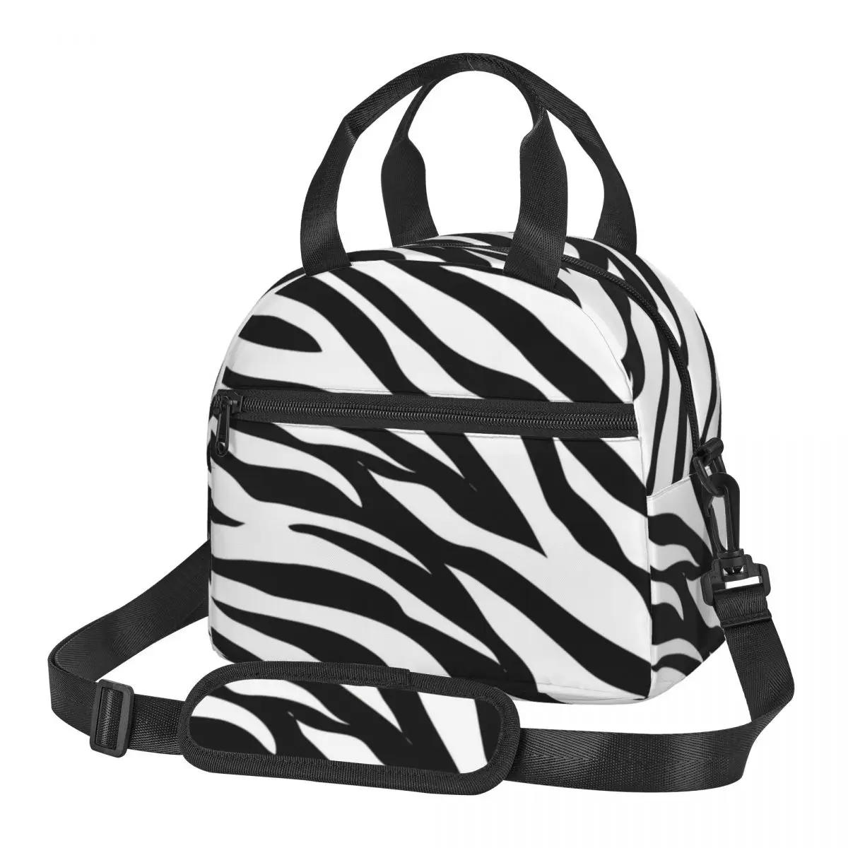 

Дизайнерская сумка для ланча Zebra с ручкой в черно-белую полоску Сумка для охлаждения еды Красивая охлаждающая школьная Термосумка