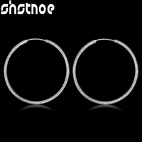 925 sterling silver frosted aperture round hoop earrings for women jewelry party engagement wedding gift charm fashion