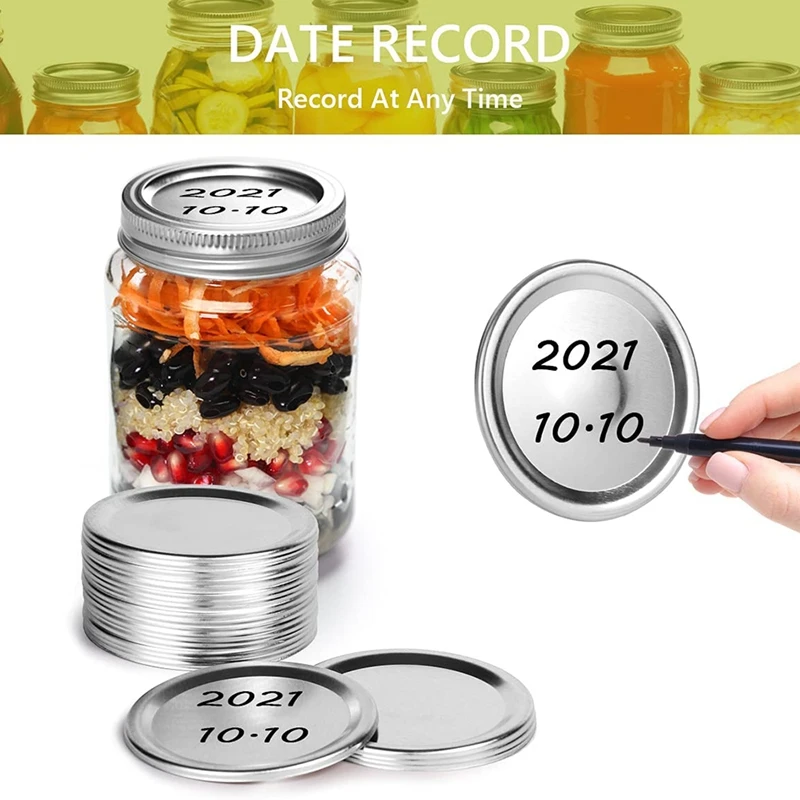 20Pcs Mason Jar Lids &amp Rings Set For Regular Mouth Canning Split-Type Leak Proof Ball Kerr Jars (70 MM)