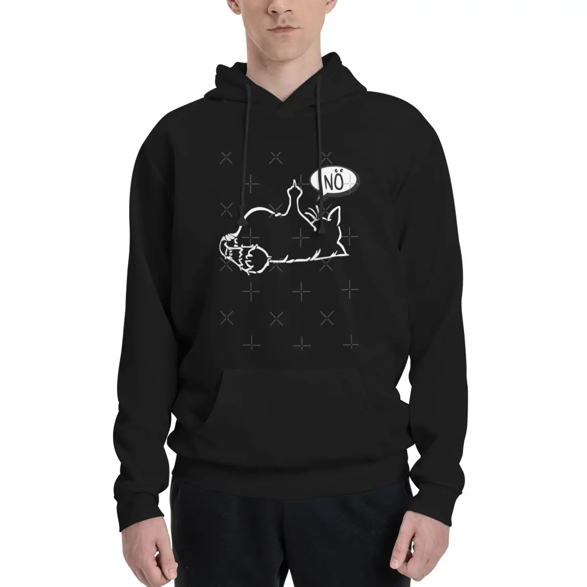 Faule Lustige Katze Zeigt Stinkefinger - N Schwarze Толстовки с капюшоном в стиле аниме Oversized Толстовка