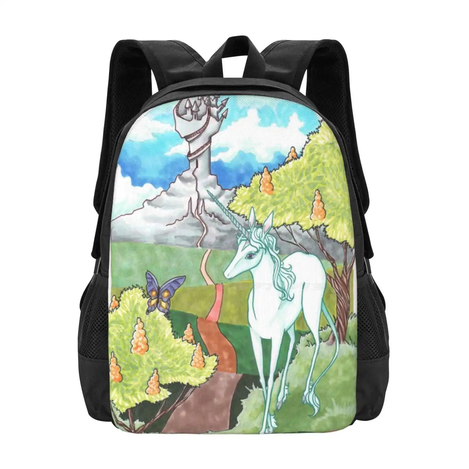 

All The Roads Large Capacity School Backpack Laptop Bags Last Unicorn Butterfly Amalthea Roads Haggard Castle Ariesnamarie