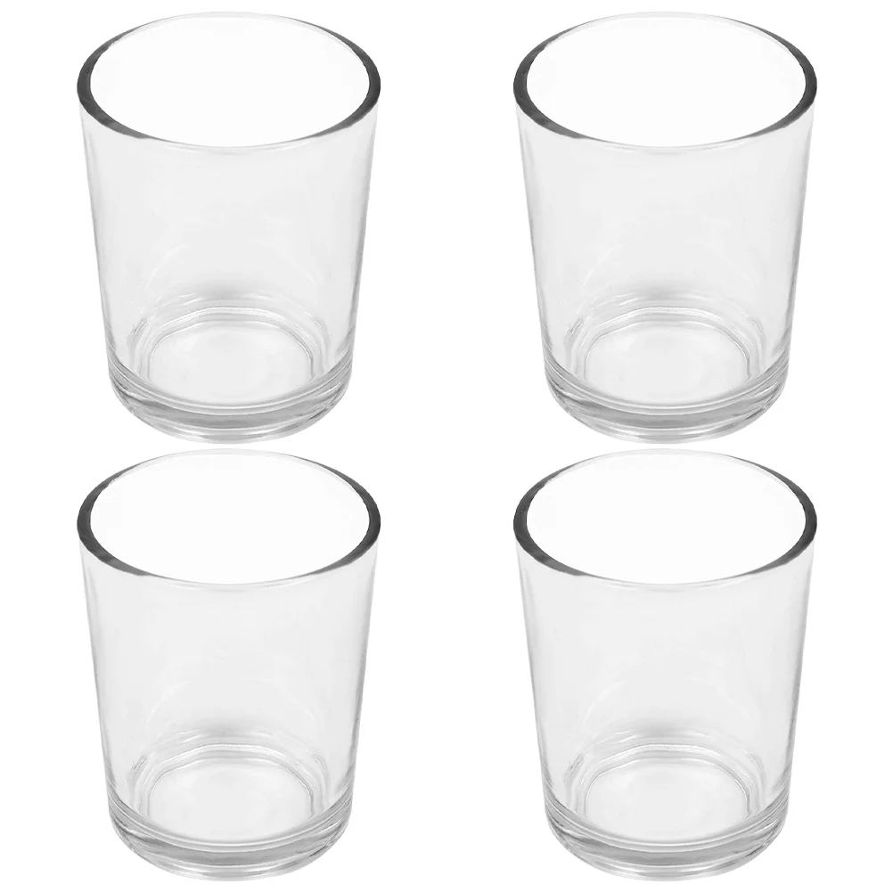 

4 Pcs Glass Cup Desktop Decor Holder Scene Layout Candleholder Dinner Table Candlestick Container Adornment Clear