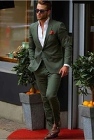 men green suit wedding tuxedo groom formal wear men engagement suit 2 piece suit slim fit two button dinner prom party blazer