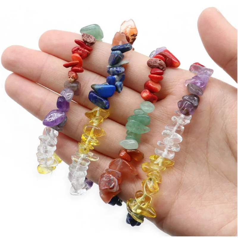 Браслеты с кристаллами гравия в богемном стиле 7 Чакр подарок цветные украшения