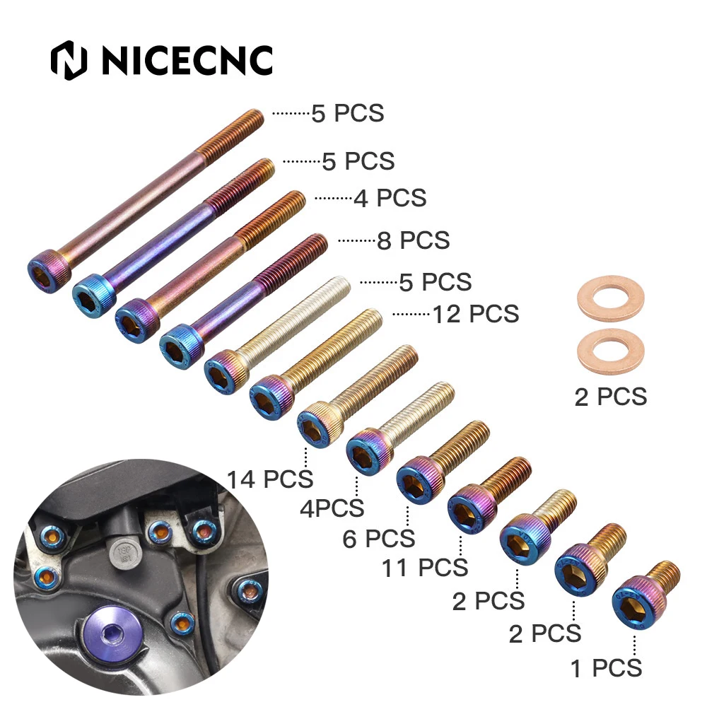 NiceCNC 79 PCS Color Screw Bolts Set With Copper Washer for Yamaha YFZ450R 450X 2009-2022 304 Stainless Steel