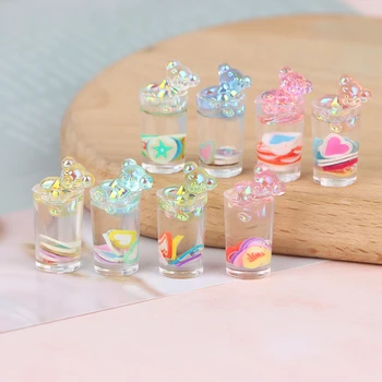 5pcs 1:12 Doll House Mini Bear Cup Mixed Color Water Cup Drink Bottle Scene Model Toys Dollhouse Furniture Kitchen DIY Decor Toy