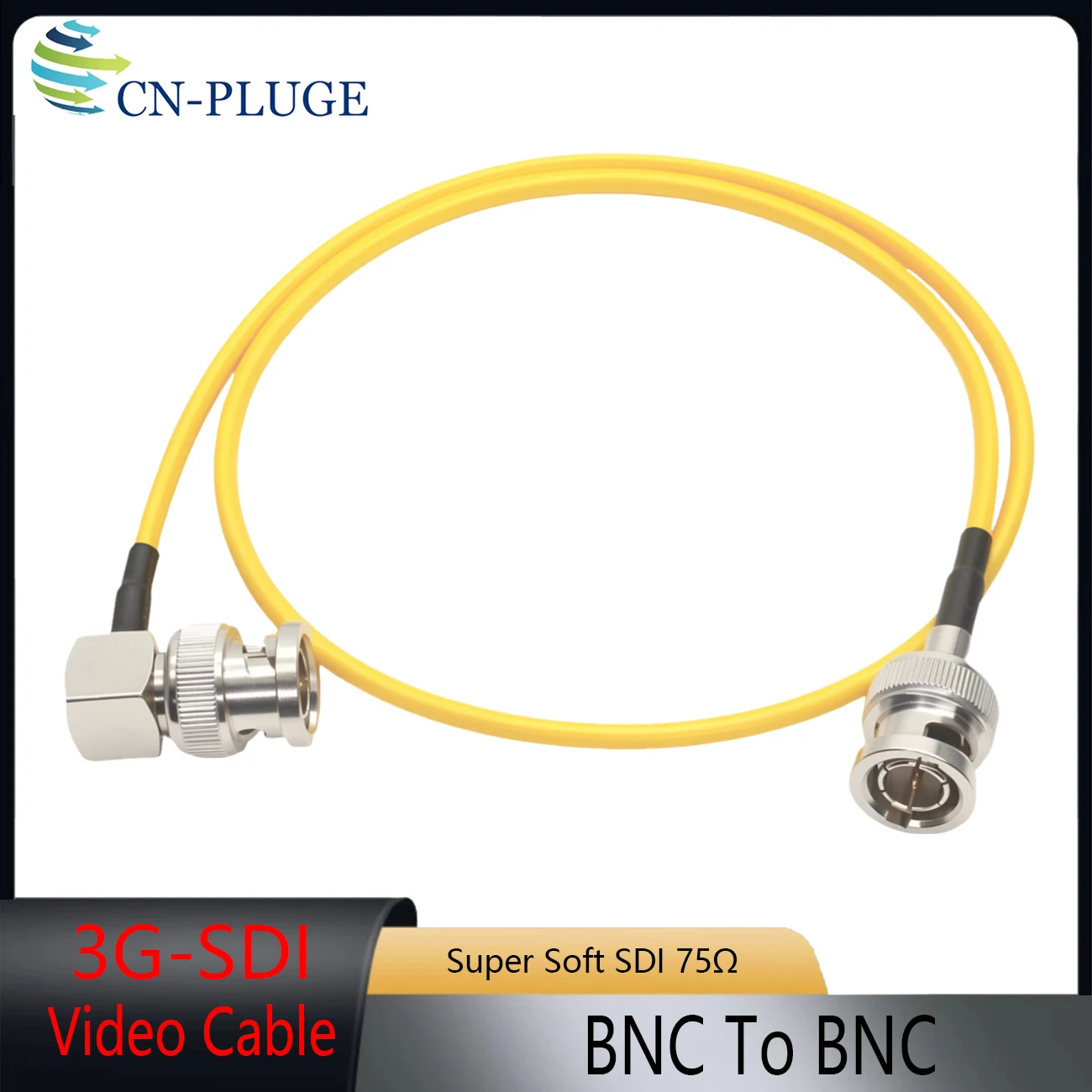 Фото Гибкий коаксиальный кабель RG174 75 Ом SDI с угловым разъемом BNC-BNC, HD-SDI 3G-SDI, цифровой видеокабель, доступен в различных цветах №3