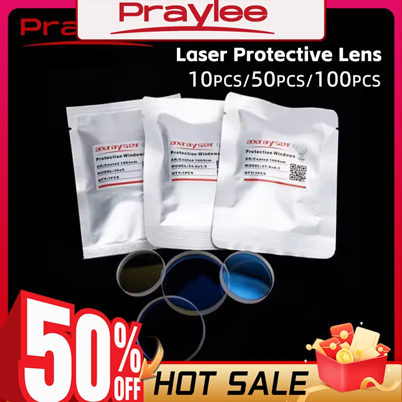 Защитные линзы для лазера Praylee 27,9x4,1 18x2 34x5 20 кВт 37x7 10 кВт линзы для волоконных лазерных машин Precitec Raytools Boci Bodor