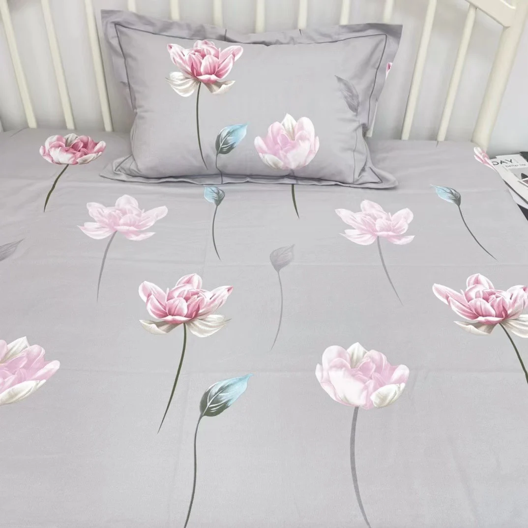 Shandong Cotton Small Coarse Cloth Bed Sheet Pillowcase Three-Piece cate Canvas Double Sleeping Single Four Se...