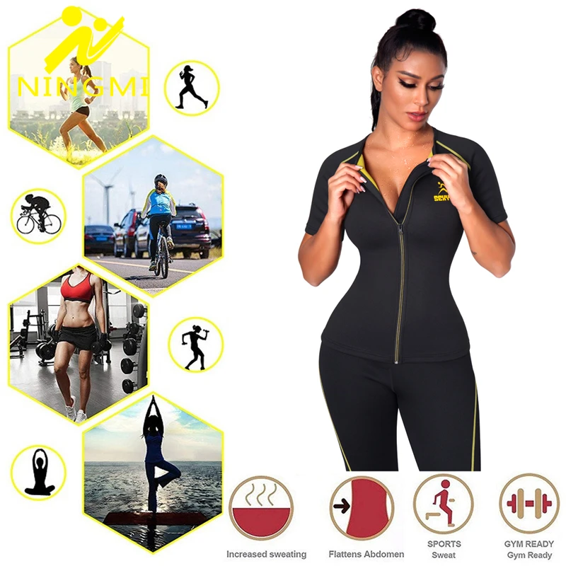 NINGMI сауна похудение Рубашка Горячие неопреновые потери веса Корректирующее