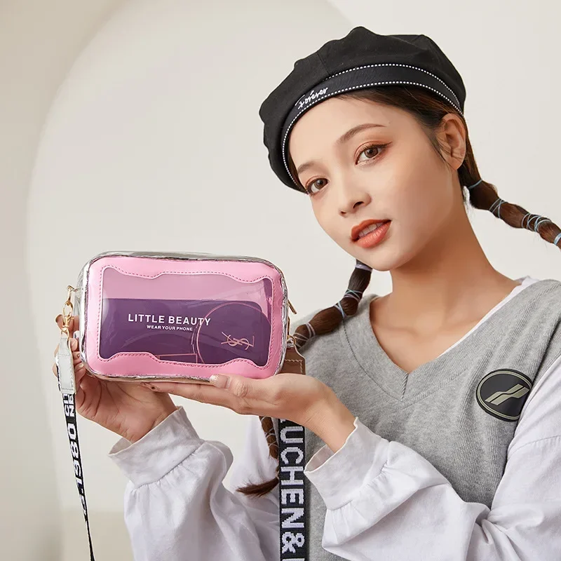 Модная тенденция женская сумка на плечо летняя прозрачная желейная маленькая