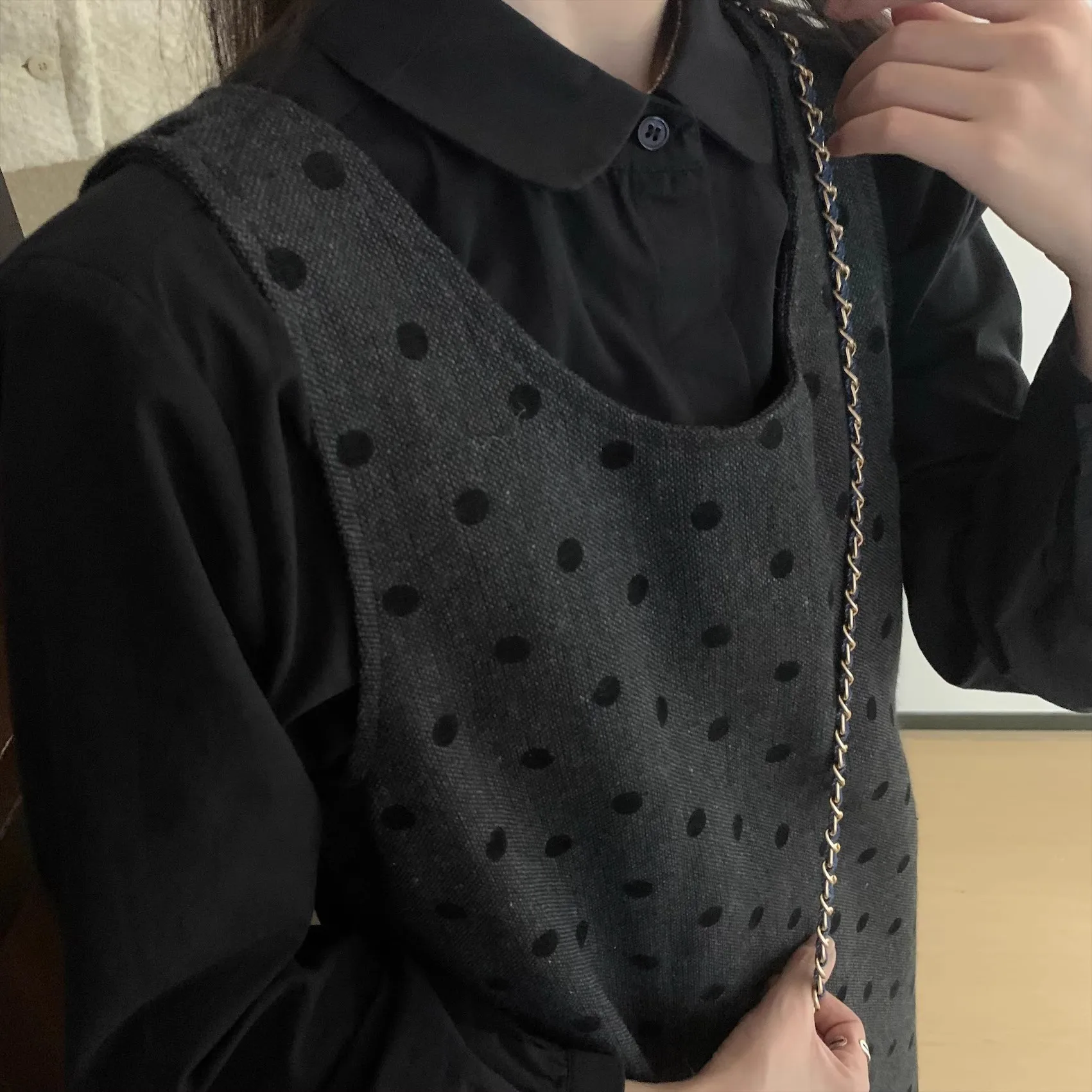 Корейские Sle 2024 осенние новые черные хлопковые рубашки с маленьким лепестком и