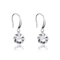 kissitty clear platinum color half round cubic zirconia dangle earrings with brass earring hooks for women jewelry findings gift