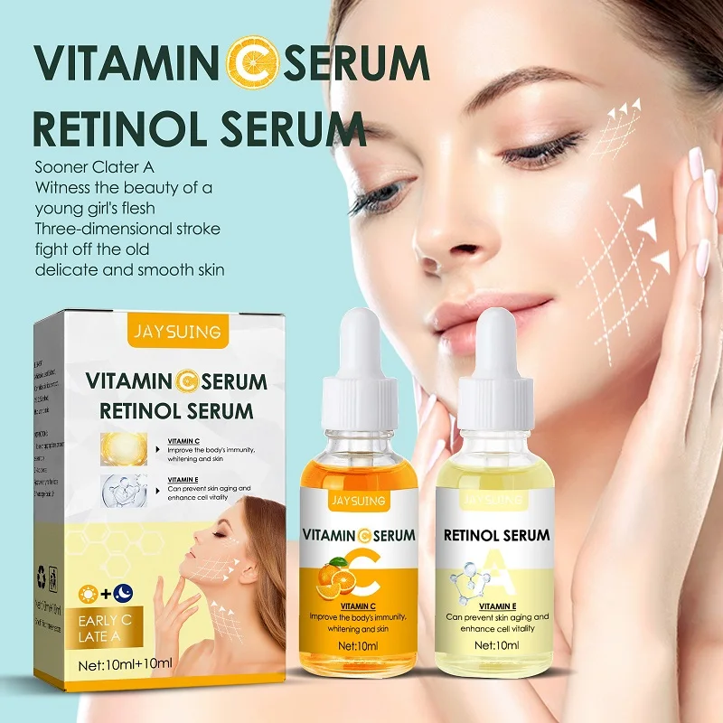 

Vitamin C Whitening Face Serum Retinol Essence Anti Wrinkle Brightening Dark Spots Freckles Anti Aging Firming Skin Care Kit