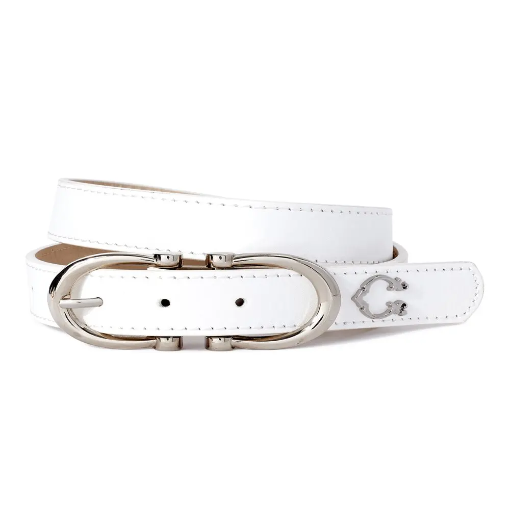 

2023 Women`s Double Harness Buckle Belt, White fast shipping