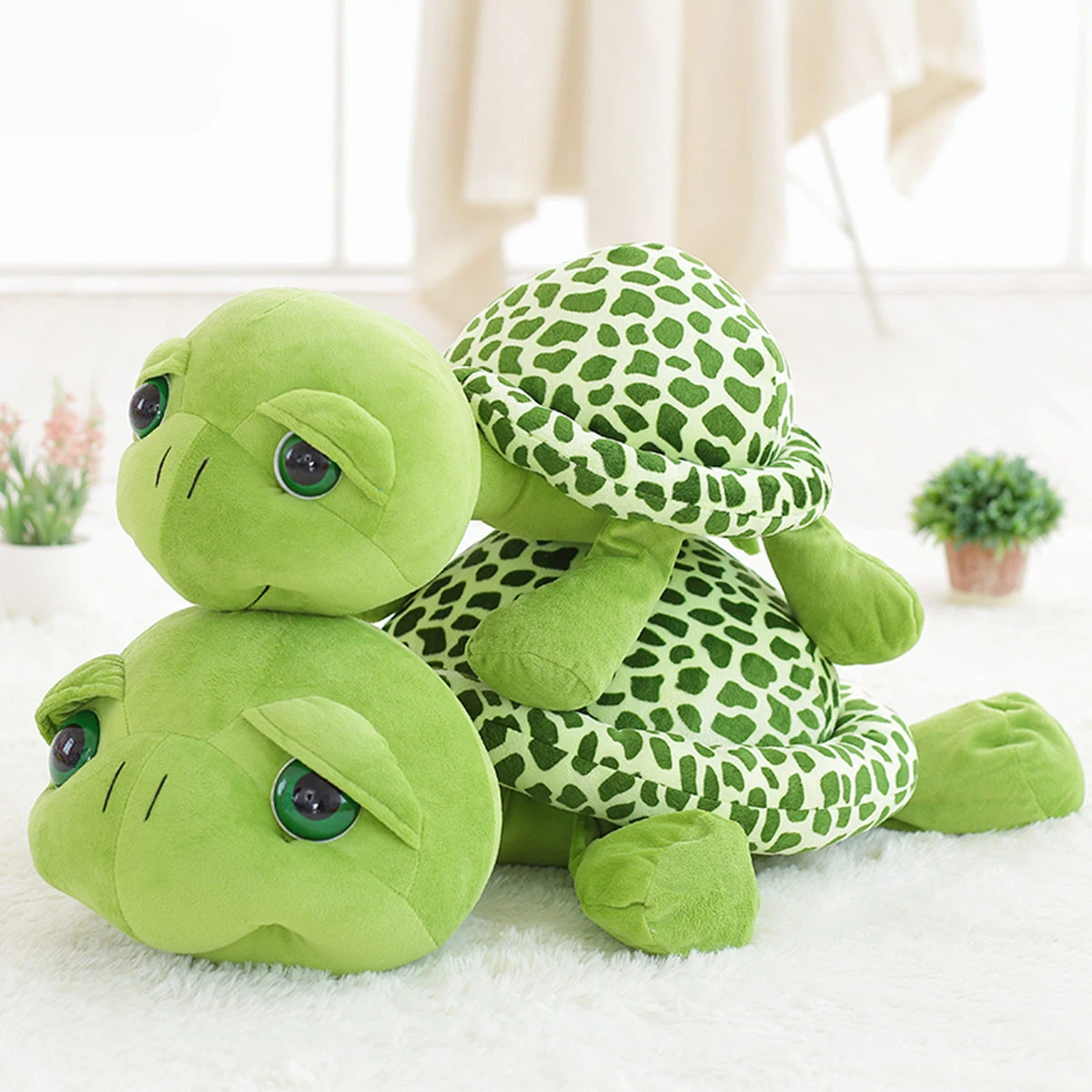 

30/40/60/80cm Big Eyes Turtle Plush Toy Soft Dolls Simulation Cute Green Tortoise Stuffed Animals Cushion for Kids Birthday Gift
