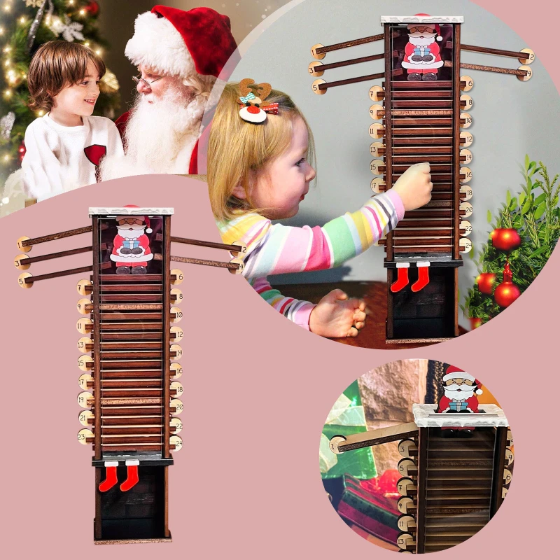 

Santa Claus countdown down the chimney advent calendar, Christmas gifts wooden calendar decoration table calendar decor