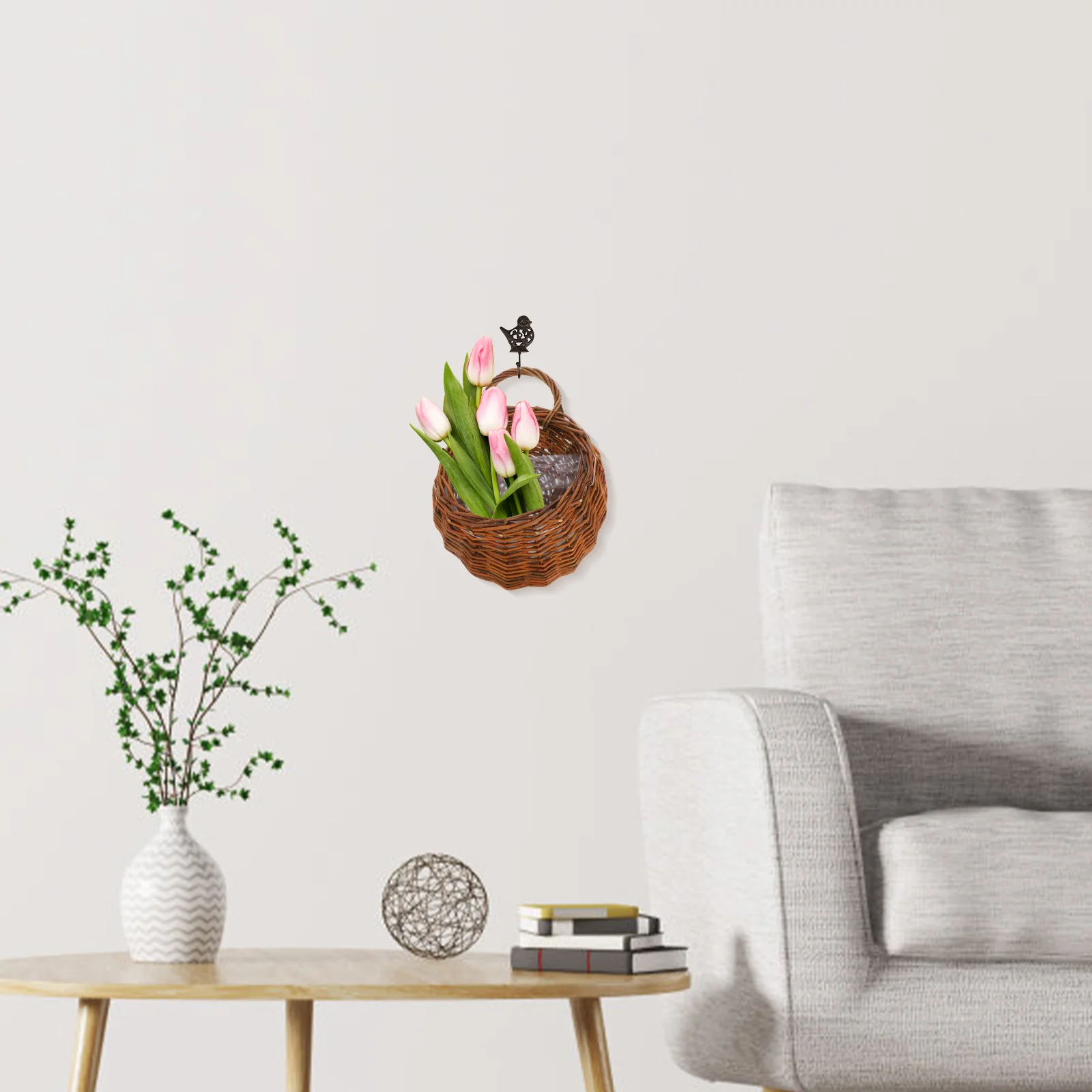 2 шт. настенный подвесной цветочный горшок из ротанга домашний кулон вешалка для