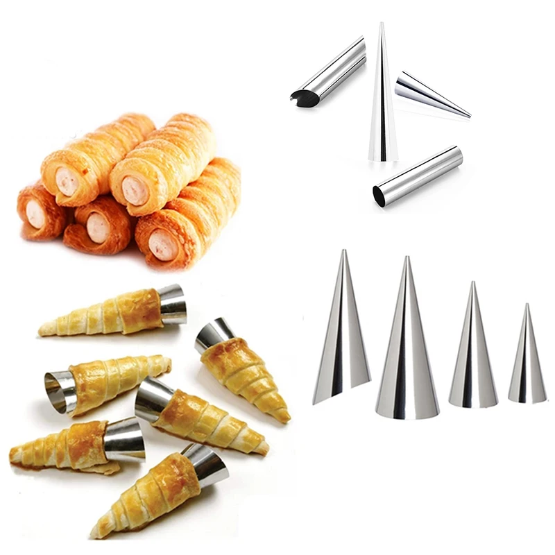 

Conical Tube Cone Roll Moulds Spiral Croissants Molds Cream Horn Mould Pastry Mold Cookie Dessert Kitchen Baking Tool