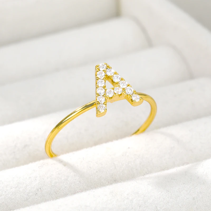 

Zircon Initial Letter Rings For Women Stainless Steel Ring A-Z Letters Finger Ring Wedding Christmas Jewelry Gift Bijoux Femme