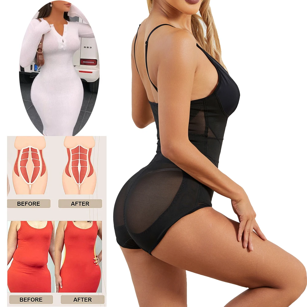 Shapewear Bodysuit Women V Neck Slimming Control Bodysuit Firm Waist Trainer Body Shaper Bodysuit Belly Control