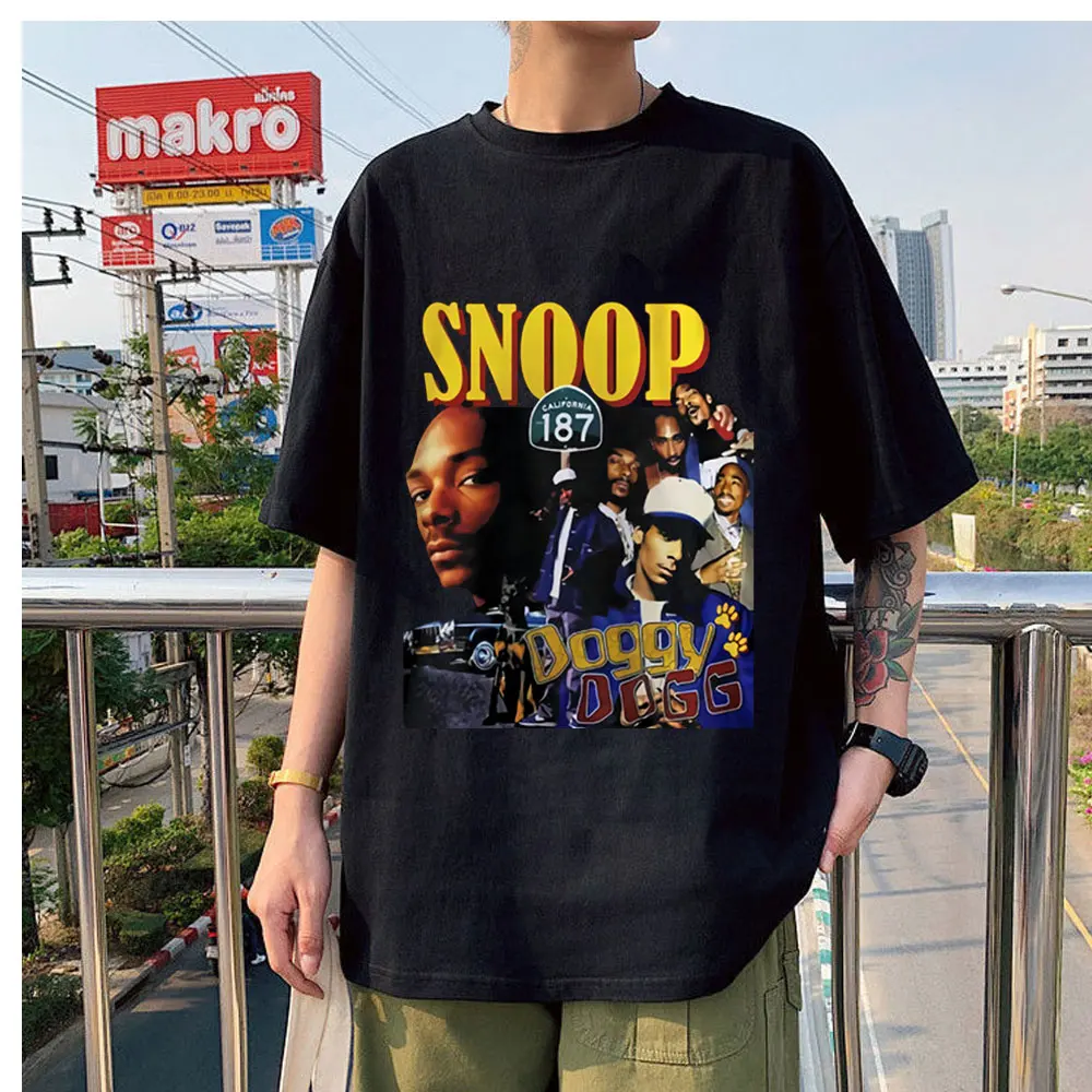 Men T-shirts Snoop Doggy Dogg Cartoon Fashion Tee Shirts Cotton Loose Oversized T Shirt Summer Unisex Short Sleeve Men Clothing