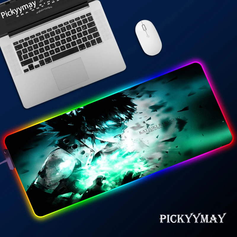 Большой RGB коврик для мыши игровой светодиодный геймеров мой герой Академия